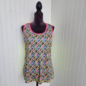 Activewear Jennifer Lauren Tank Top Slit Safety Yellow Pullover Sleeveless 2X